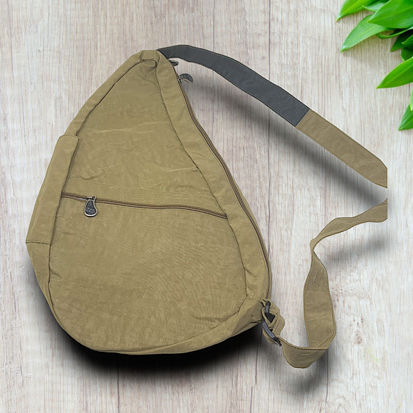 AmeriBag Healthy Back Khaki Taupe Nylon Sling Bag Backpack Hiking Outdoor Travel - Picture 1 of 6